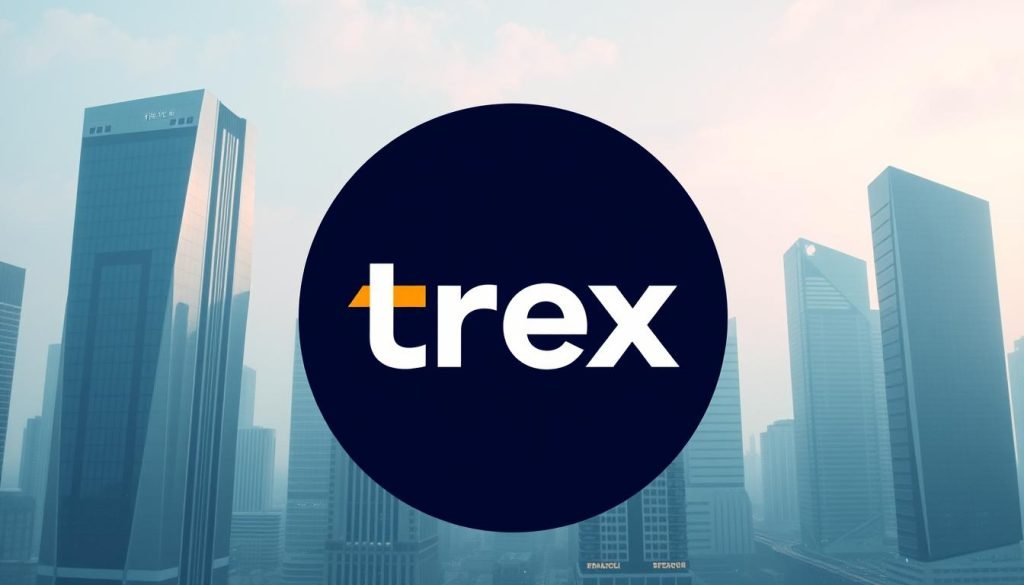 A modern, sleek streaming service logo for "trex iptv" against a backdrop of a minimalist, futuristic cityscape. The logo appears in the mid-ground, prominently displayed, with crisp, geometric shapes and a vibrant color palette. The background features skyscrapers with clean, angular designs, bathed in a soft, cool lighting that evokes a sense of technological sophistication. The composition is balanced, drawing the viewer's attention to the "trex iptv" brand while highlighting the service's place in the evolving streaming landscape. The overall mood is one of innovation, reliability, and a premium user experience.