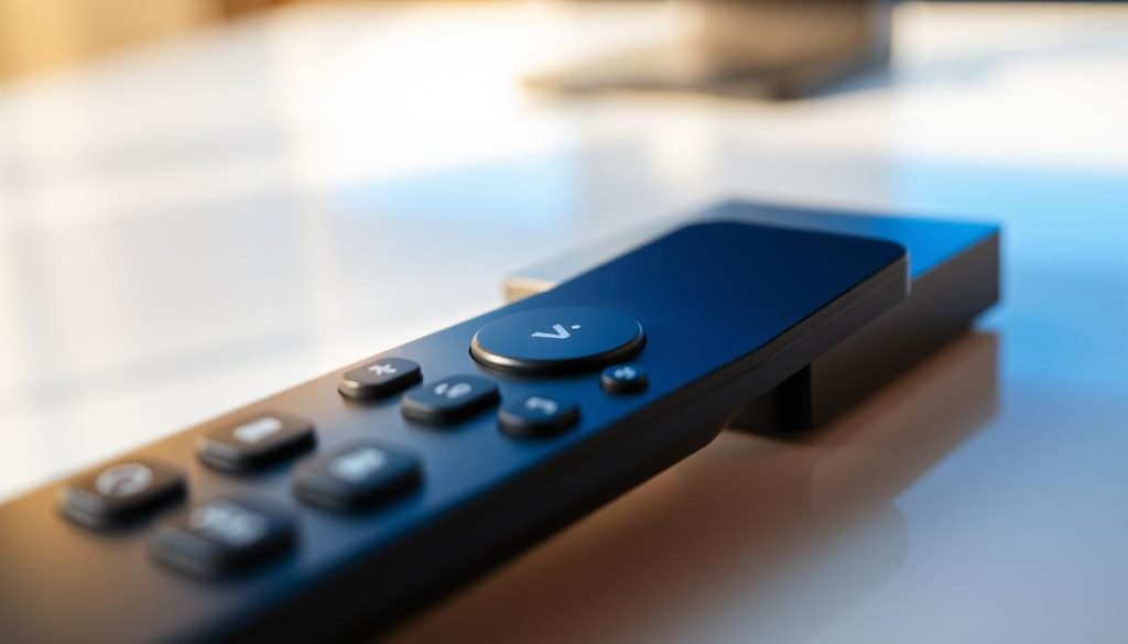 High-quality IPTV service in Germany, showcasing the sleek and modern trex iptv brand. A crisp, well-lit close-up of a streaming device, perhaps an Android TV box or a smart TV remote, capturing the premium feel of the product. The device is displayed against a minimalist, slightly blurred background, emphasizing the clarity and attention to detail. Warm, natural lighting illuminates the scene, creating a sense of sophistication and reliability. The overall composition conveys the seamless, user-friendly experience of the trex iptv service, reflecting the positive customer reviews and testimonials.